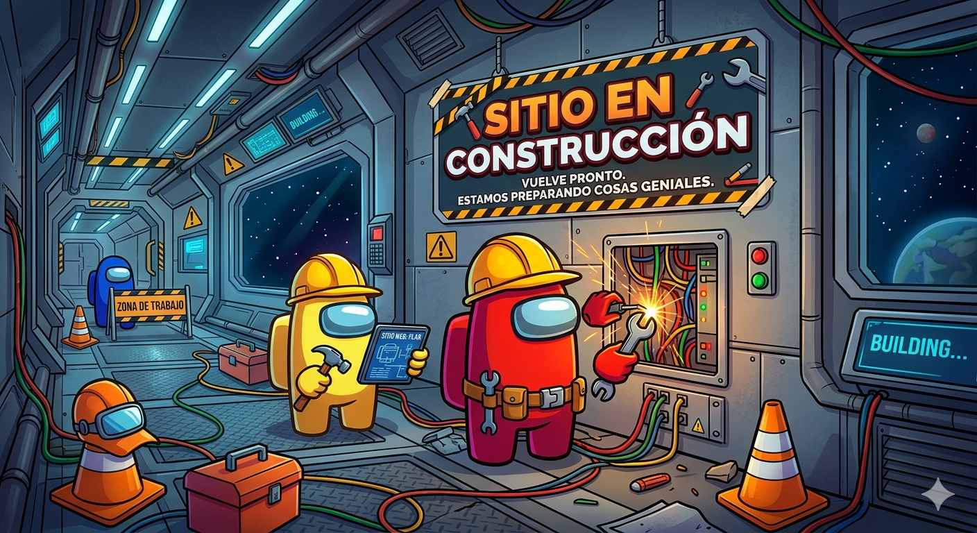 Sitio en construcción - Among Us con Fondo de Estrellas